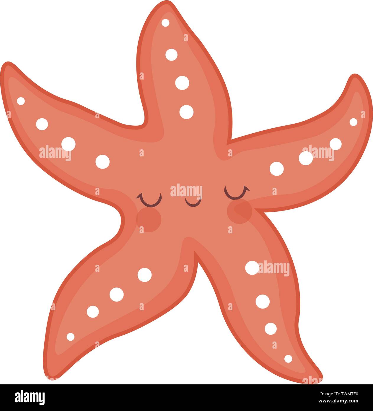 Creatura del mare. abitante del mare.starfish cartoon illustrazione vettoriale. Red carino starfish illustrazione per bambini e neonati. Illustrazione Vettoriale