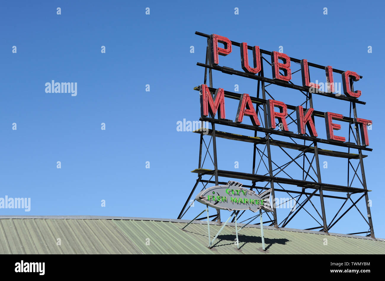 Pikes Market segno Seattle Washington Foto Stock