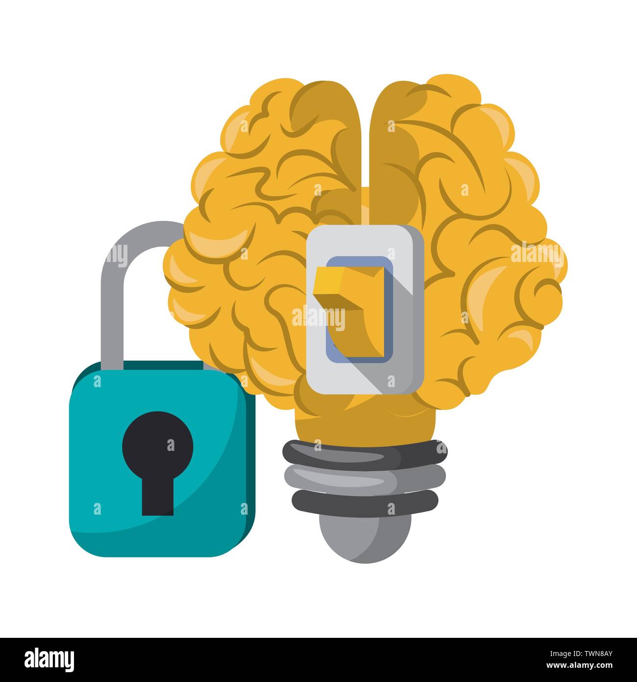 Cervello umano di intelligenza e creatività cartoni animati Illustrazione Vettoriale