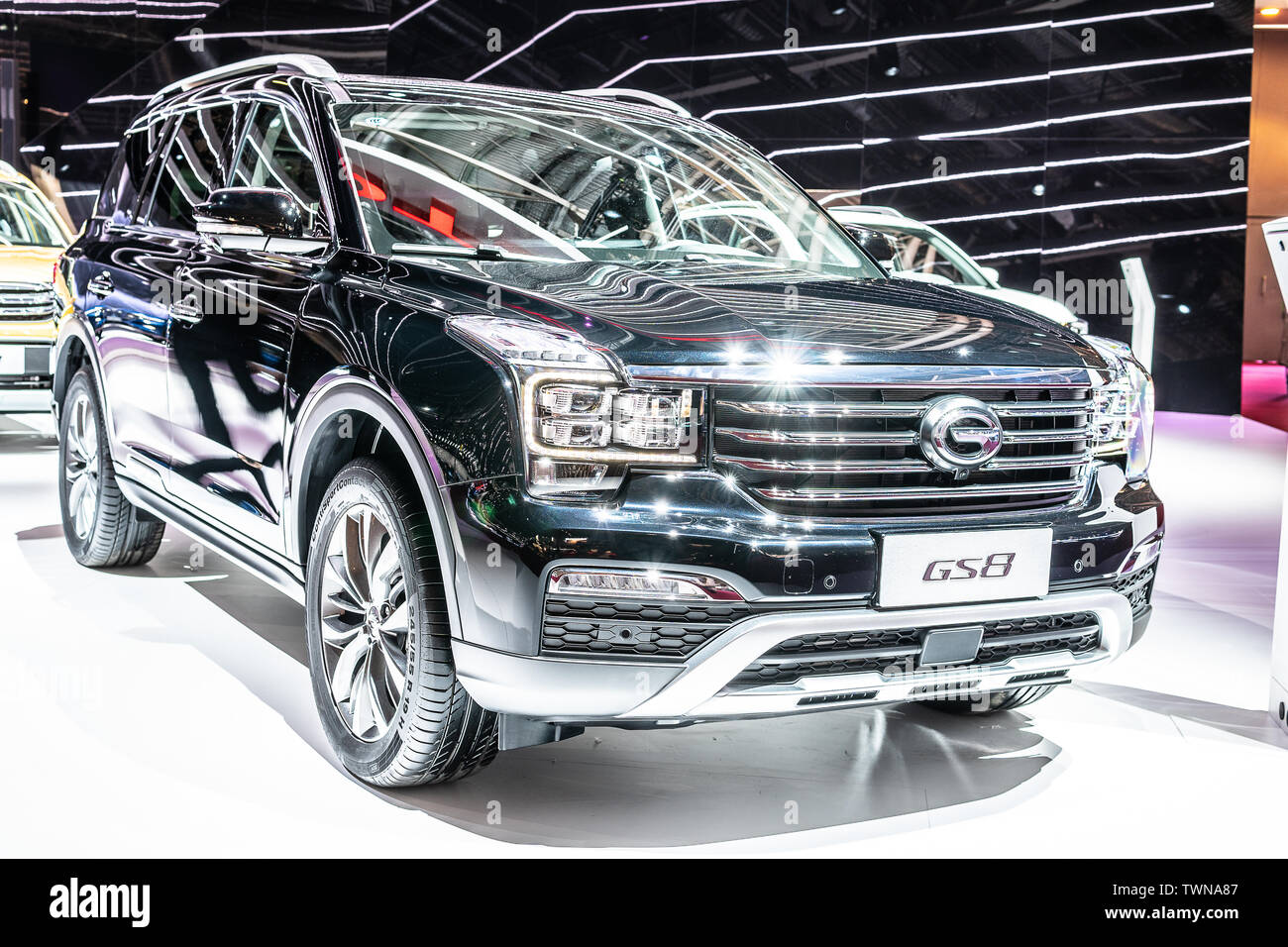 Parigi, Francia, ottobre 08, 2018: Motore GAC GS8 al Mondial Motor Show di Parigi, auto prodotte dai cinesi automobile maker GAC MOTORE Foto Stock