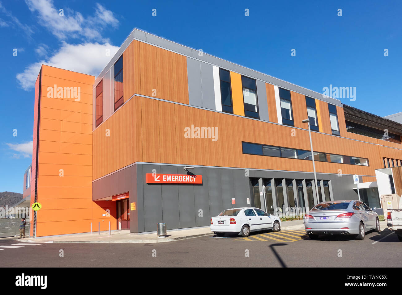 Ingresso di emergenza a Tamworth ospedale NSW Australia. Foto Stock