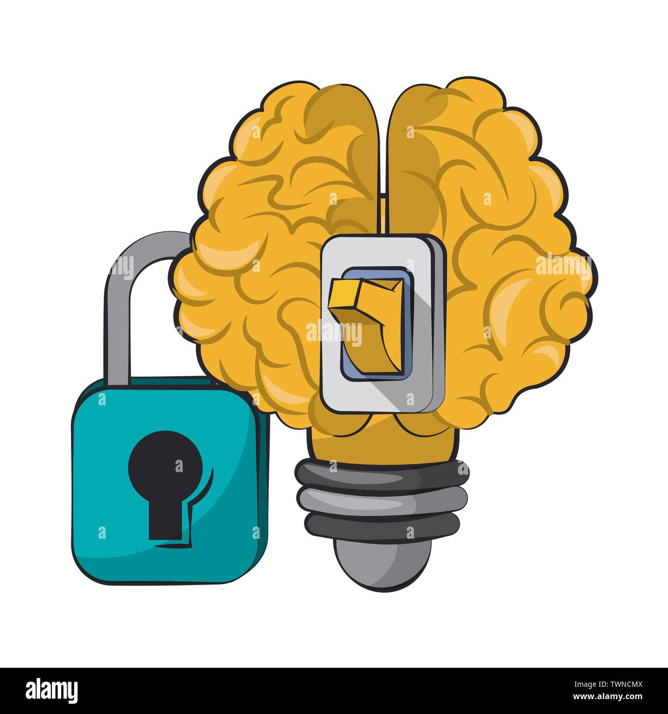 Cervello umano di intelligenza e creatività cartoni animati Illustrazione Vettoriale