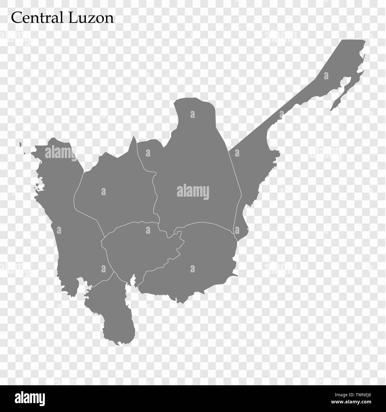Alta qualità mappa di Luzon Centrale è una regione delle Filippine, con i confini delle province Illustrazione Vettoriale