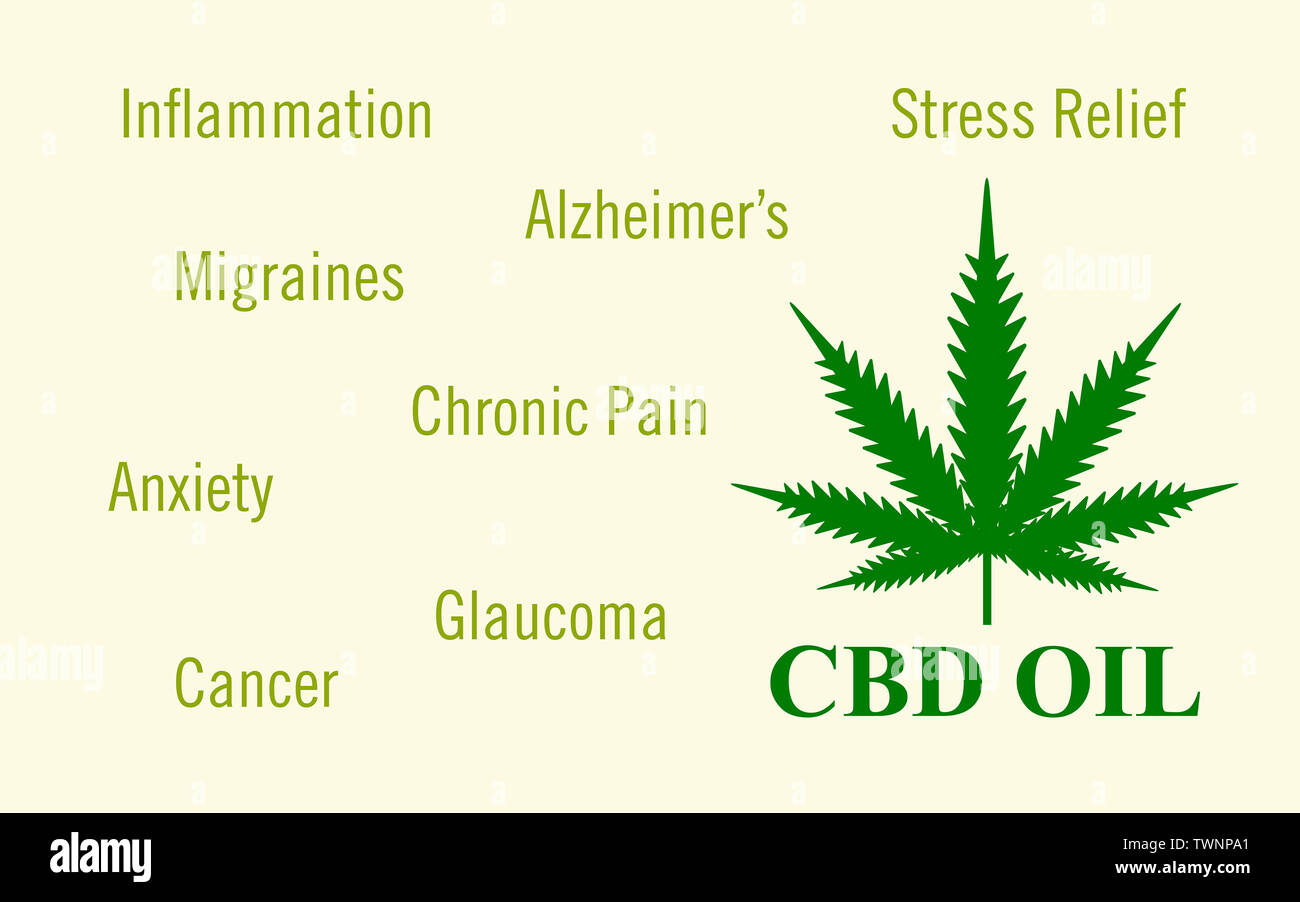 Olio di canapa cura infografico orizzontale illustrazione circa la cannabis come alternativa a base di erbe della medicina, sanità e la scienza medica vettore. Foto Stock