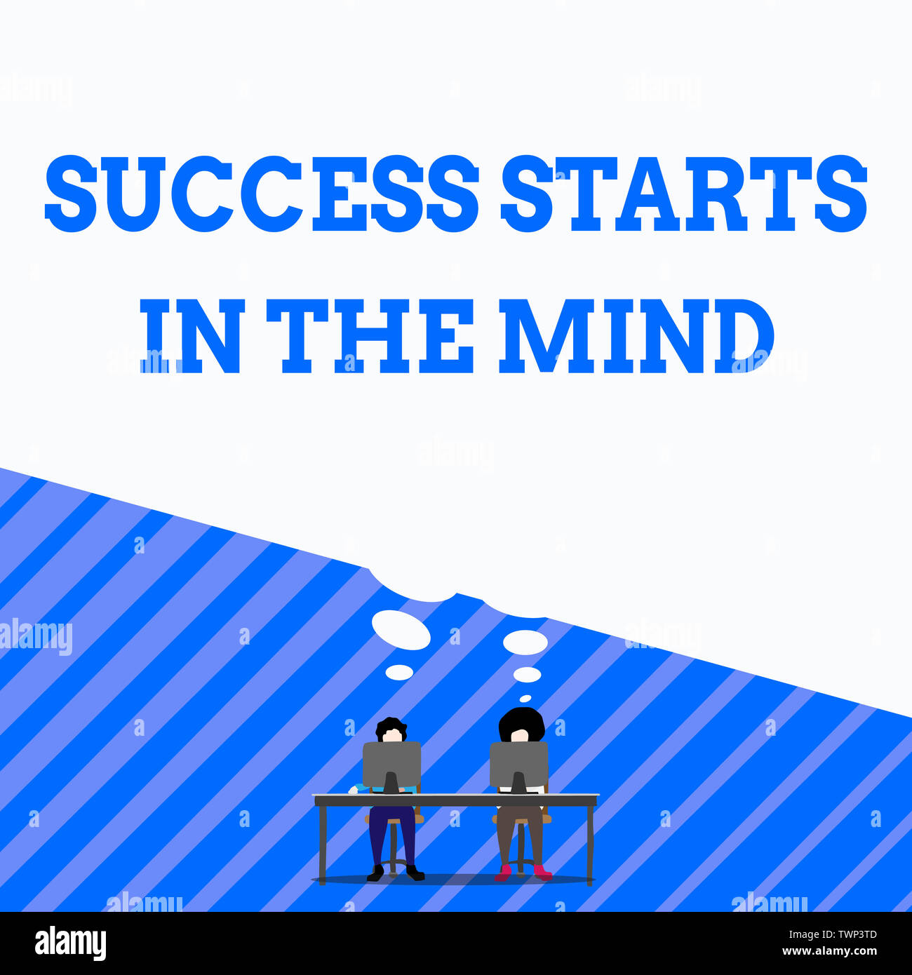 La scrittura della nota mostra il successo inizia nella mente. Il concetto di business per impostare la tua mente alla positività che può andare un modo lungo l Uomo con pantaloni viola sedersi sul Foto Stock