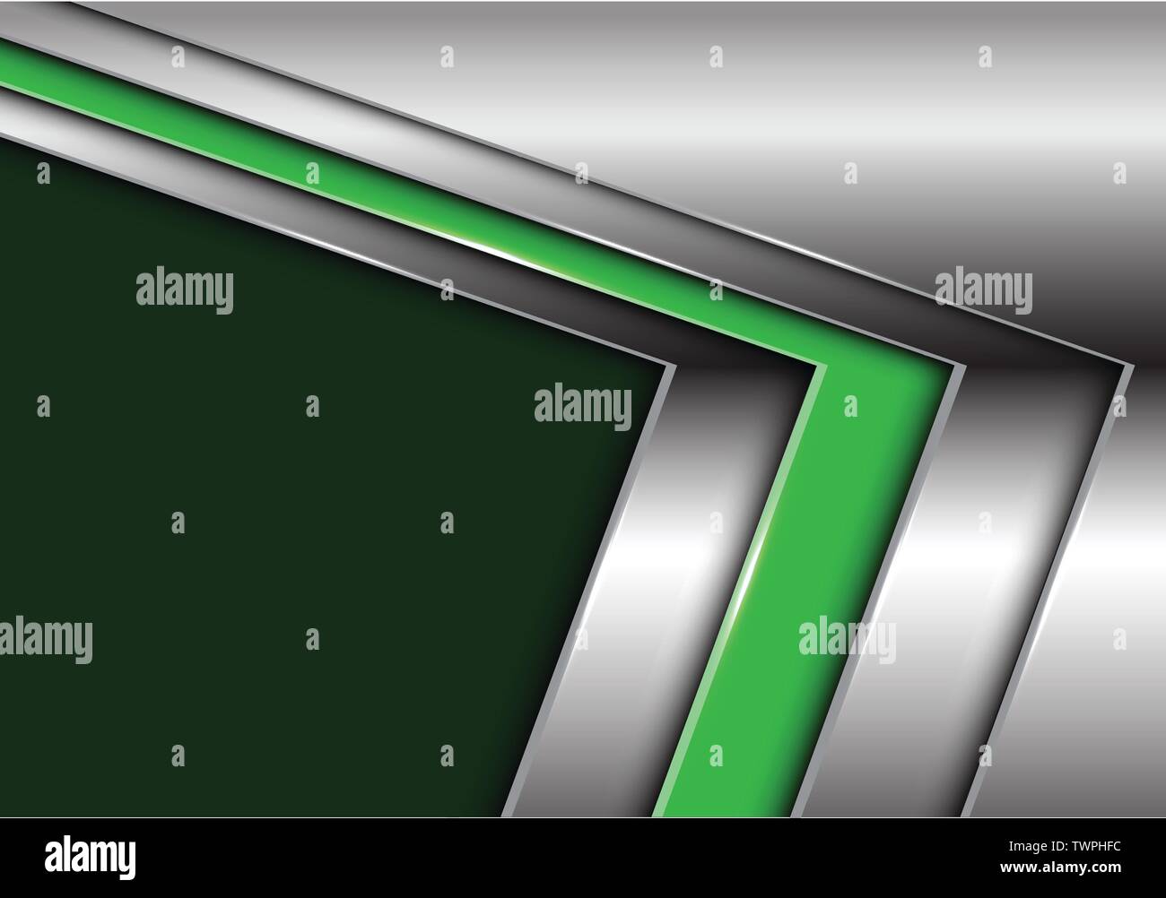 Abstract verde freccia d'argento con scuri blank space design moderno sfondo futuristico illustrazione vettoriale. Illustrazione Vettoriale