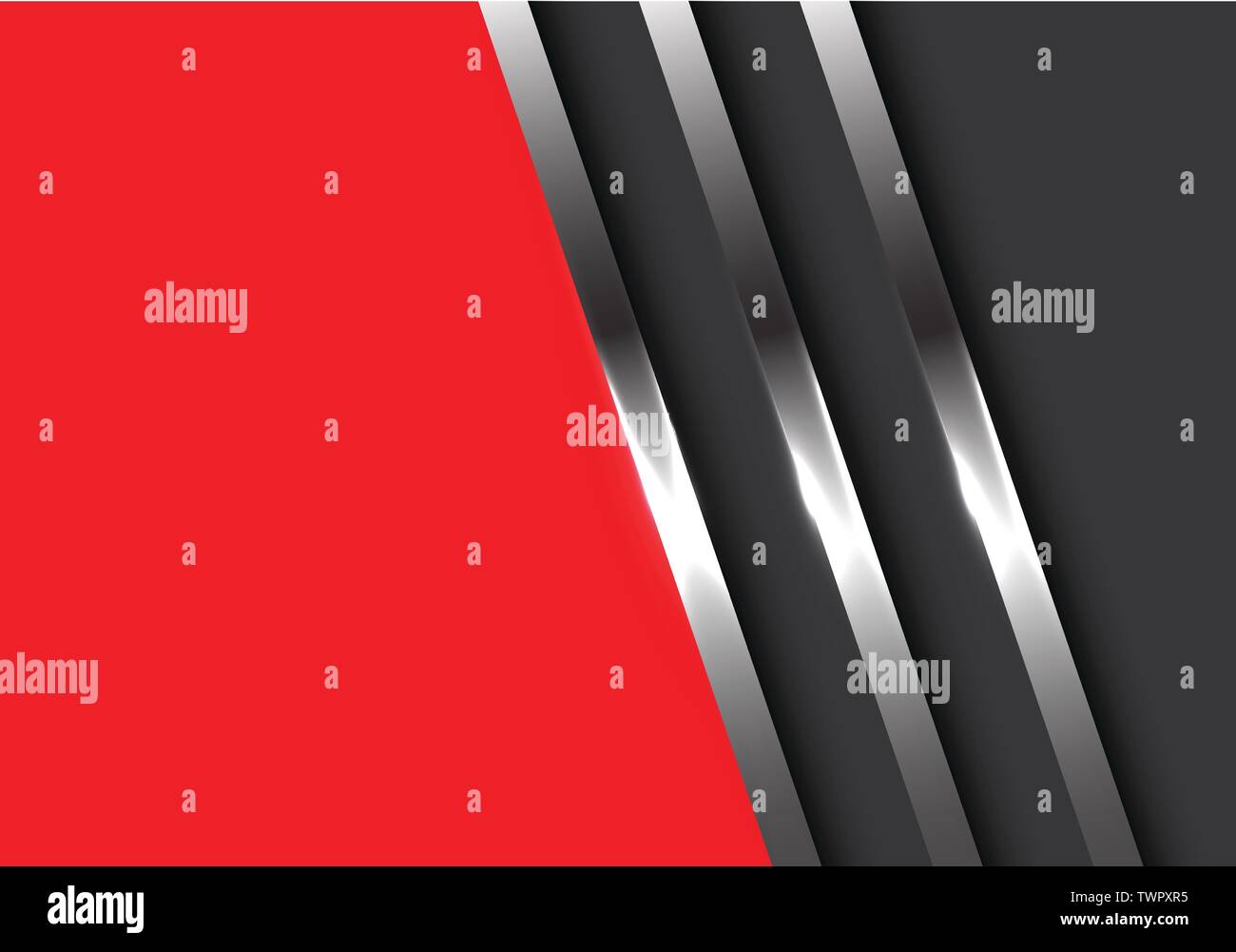 Abstract linee metalliche su grigio con rosso blank space design moderno sfondo futuristico illustrazione vettoriale. Illustrazione Vettoriale