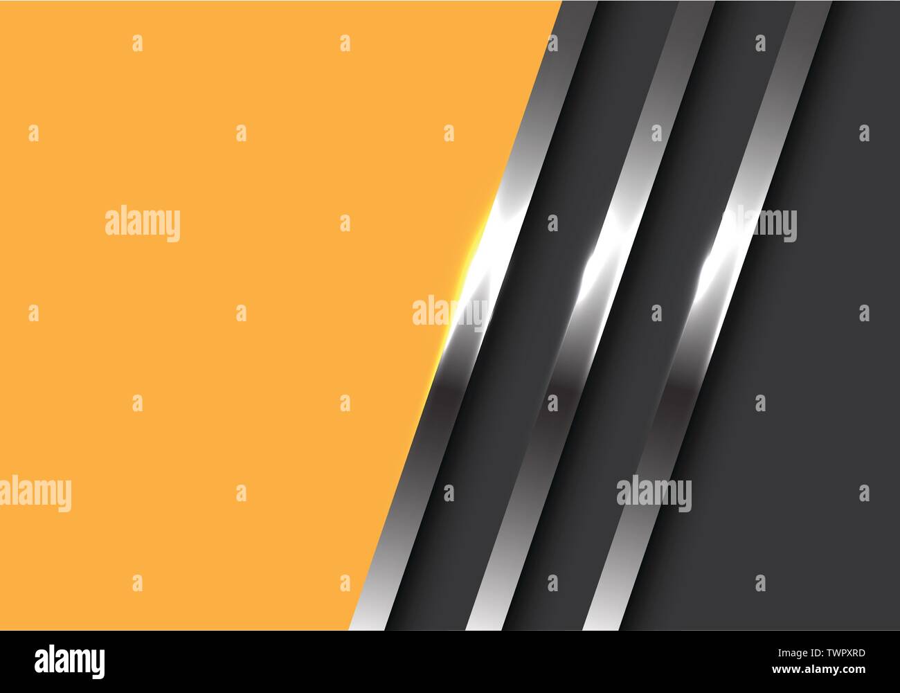 Abstract linee metalliche su grigio con giallo blank space design moderno sfondo futuristico illustrazione vettoriale. Illustrazione Vettoriale
