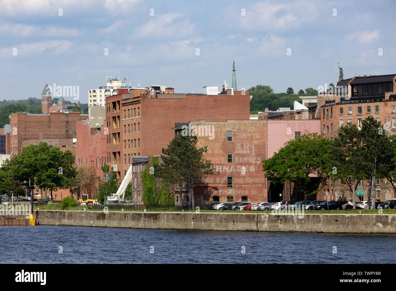 Troy, New York, sul fiume Hudson. Foto Stock