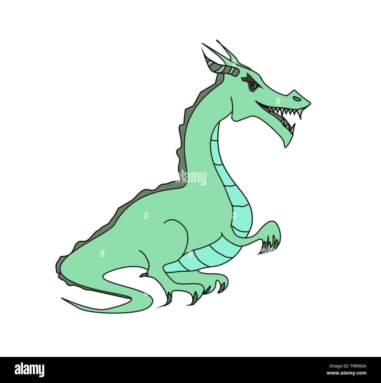 Cartoon dragon, doodle illustrazione Illustrazione Vettoriale