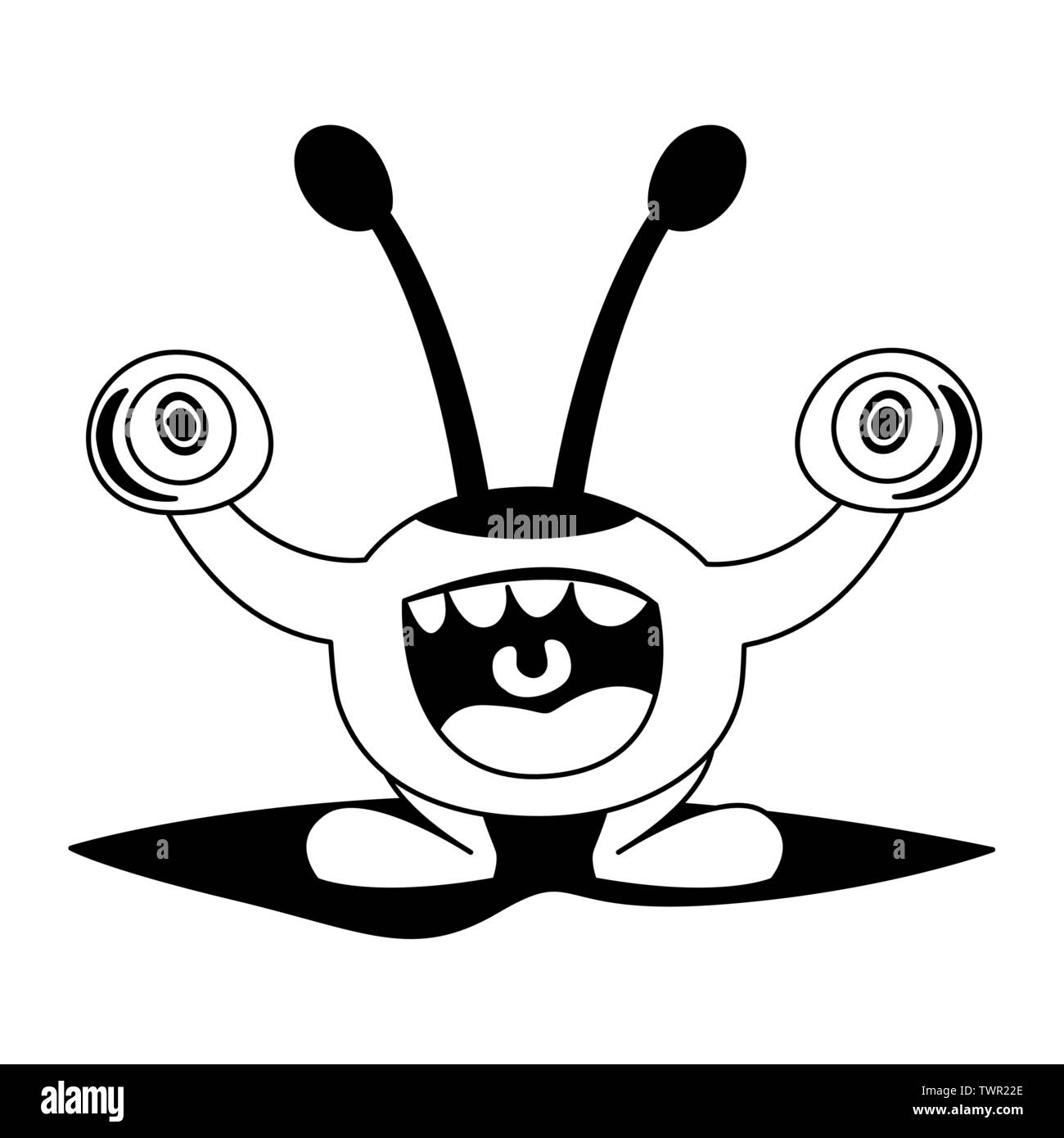 Funny monster con occhi sporgenti personaggio dei fumetti illustrazione vettoriale design Illustrazione Vettoriale