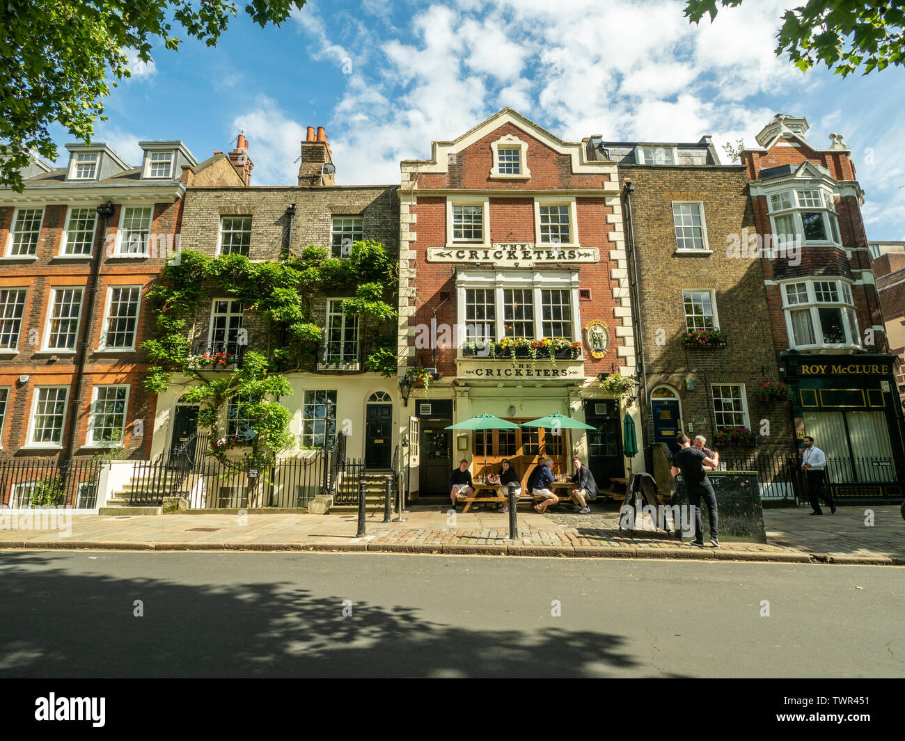 Il pub Cricketers (di fronte al Richmond Green) Richmond upon Thames, un quartiere di Londra SW della città. Foto Stock