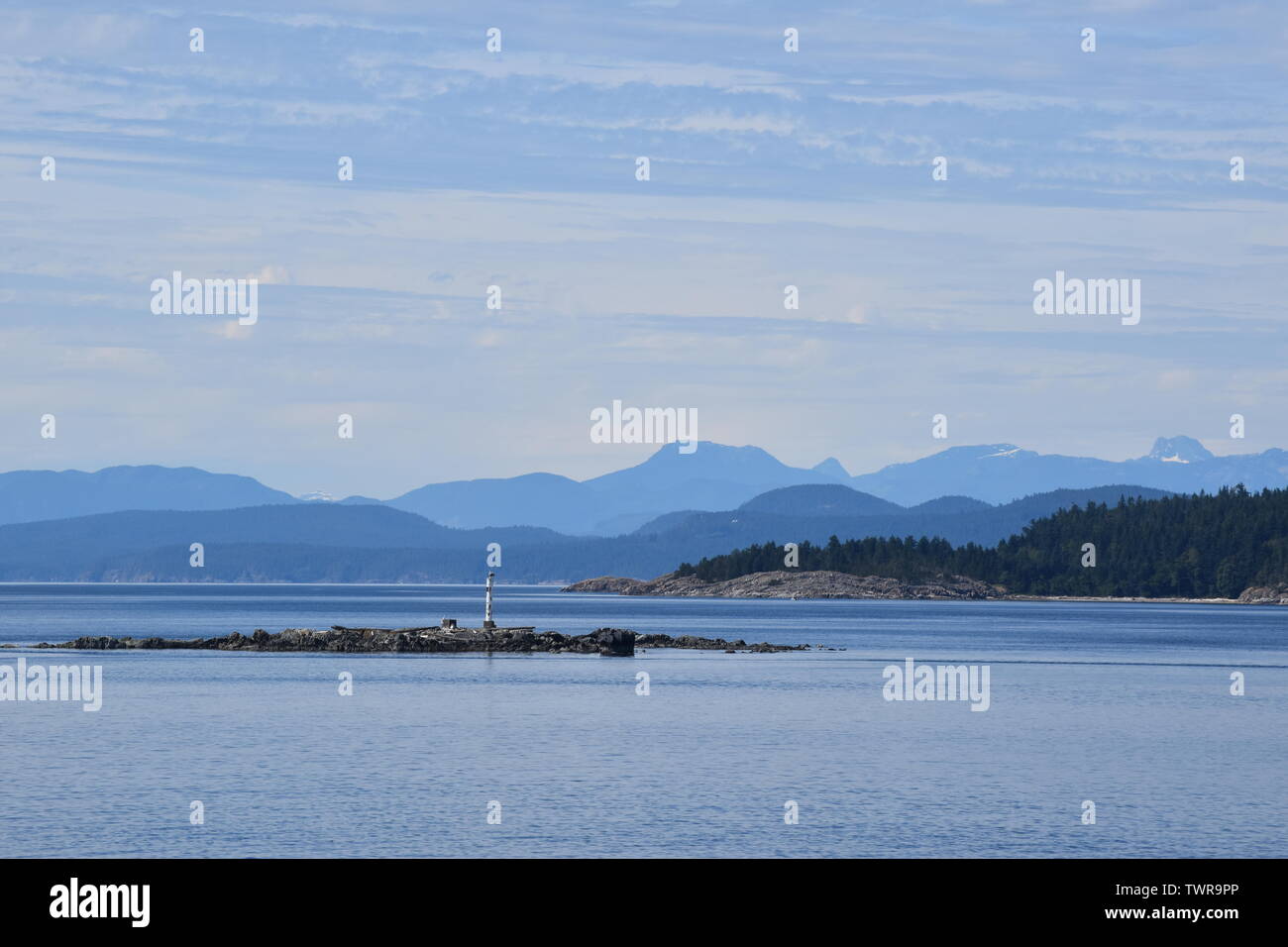 Vista da un traghetto in British Columbia Stretto di Georgia Foto Stock