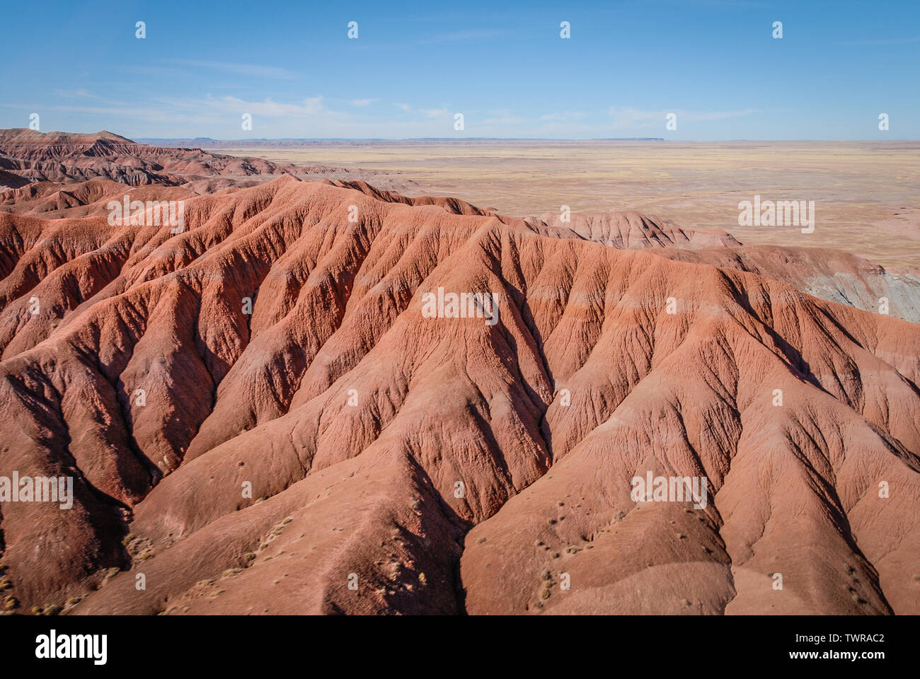 Vista elicottero del deserto dipinto in Northern Arizona. (USA) Foto Stock