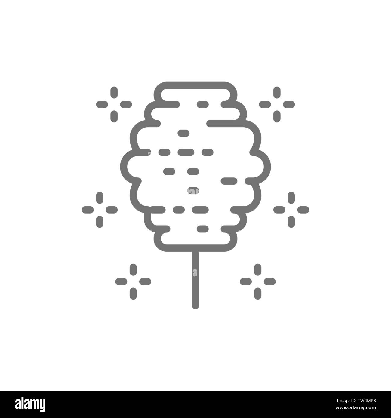 Candy-filo interdentale, cotone candy icona linea. Illustrazione Vettoriale