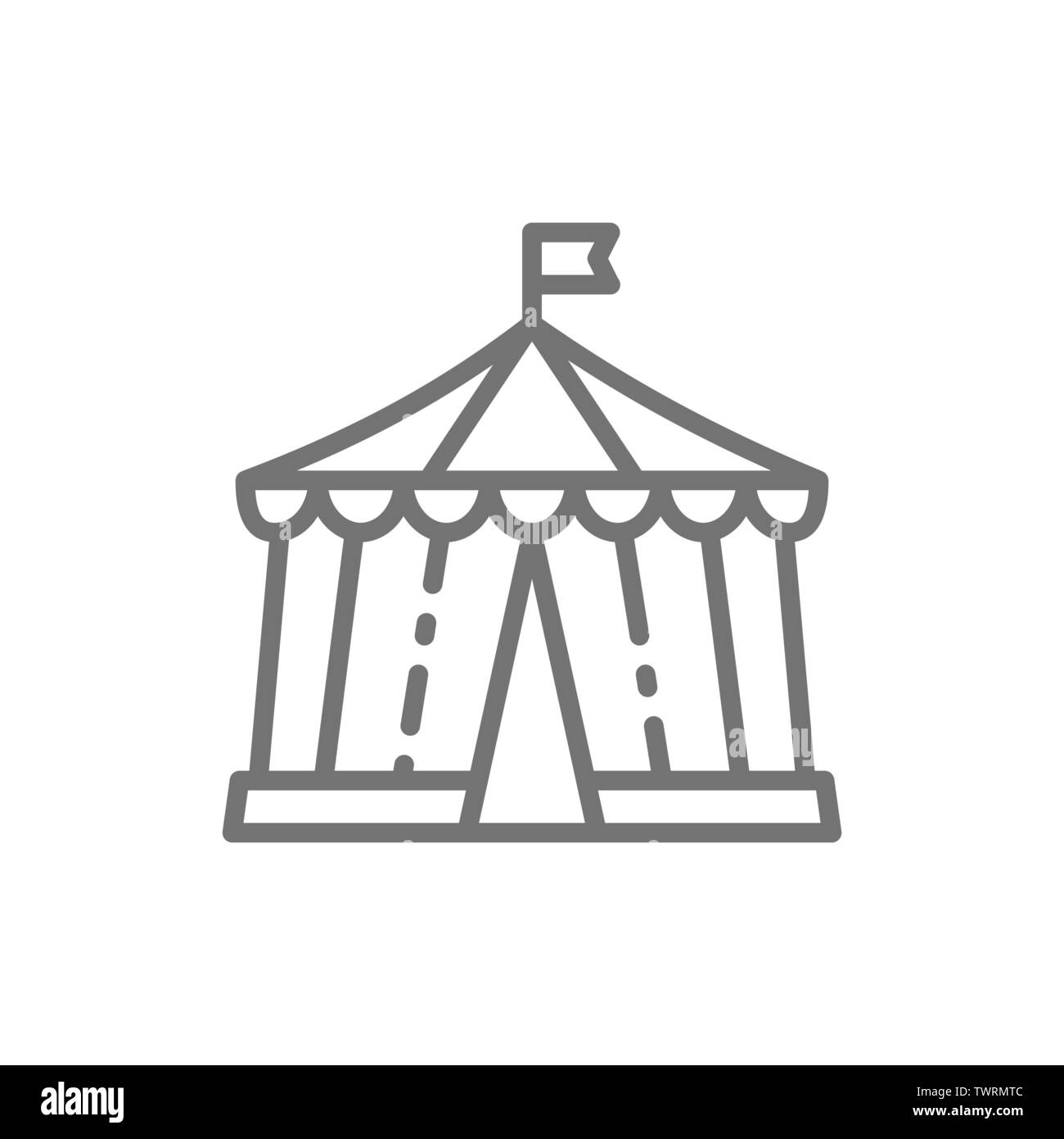 Tenda del circo, parco di divertimenti di Icona di linea. Illustrazione Vettoriale
