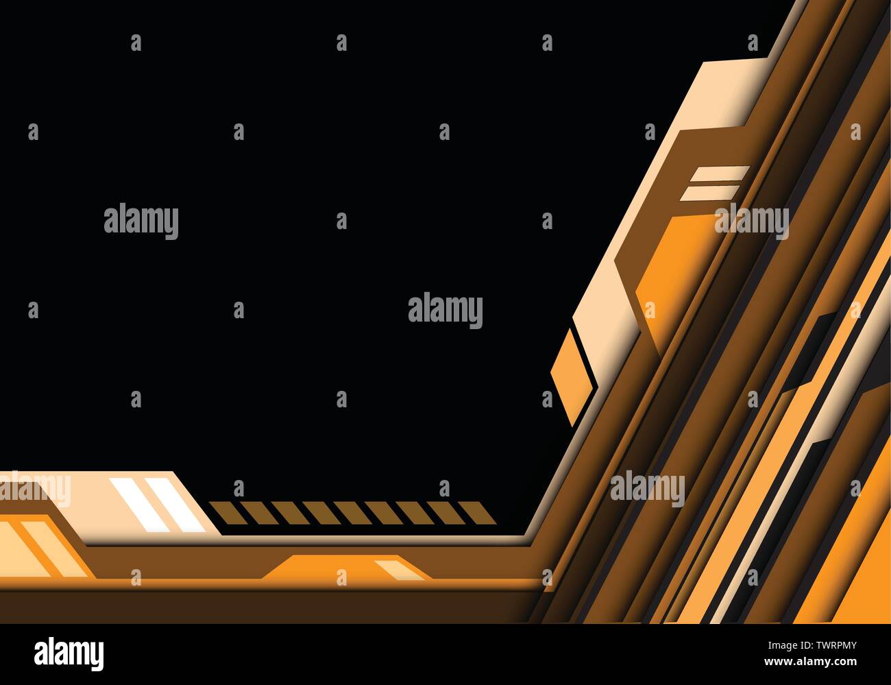 Orange futuristica tecnologia nero su uno spazio vuoto per il testo posto sullo sfondo illustrazione vettoriale. Illustrazione Vettoriale