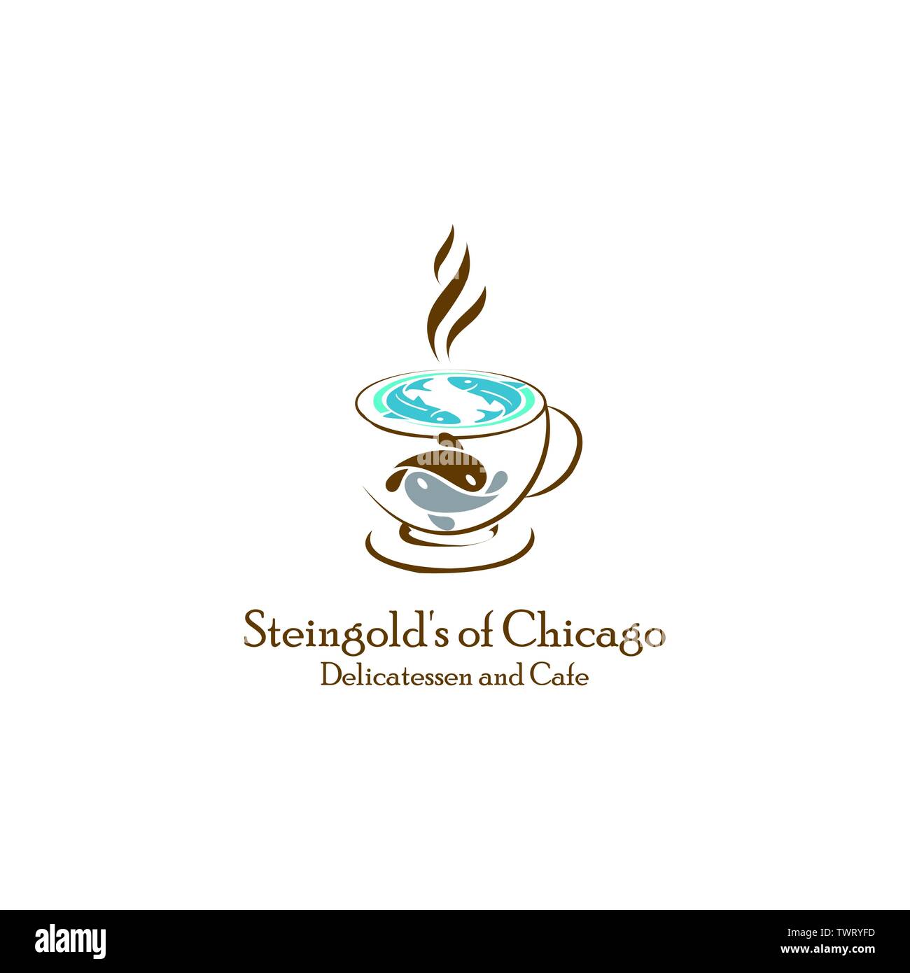 Logo design per il menu del ristorante, pesce, pesce icona e modello del logo Illustrazione Vettoriale