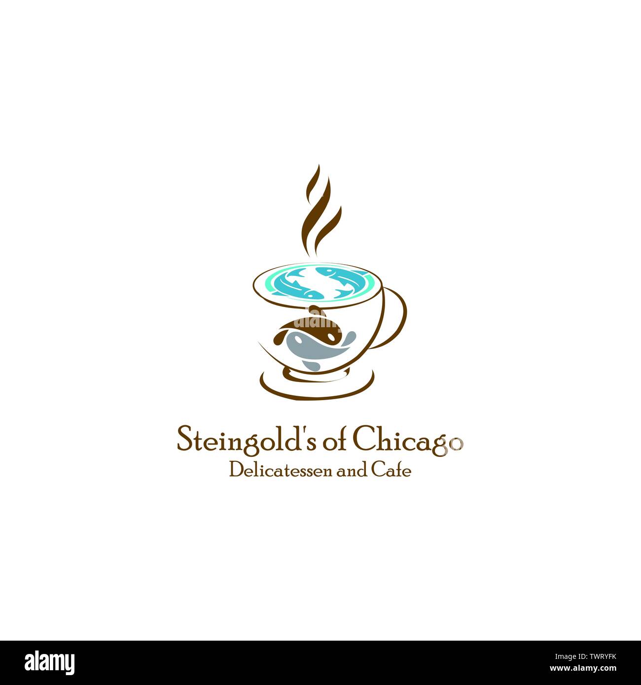 Logo design per il menu del ristorante, pesce, pesce icona e modello del logo Illustrazione Vettoriale