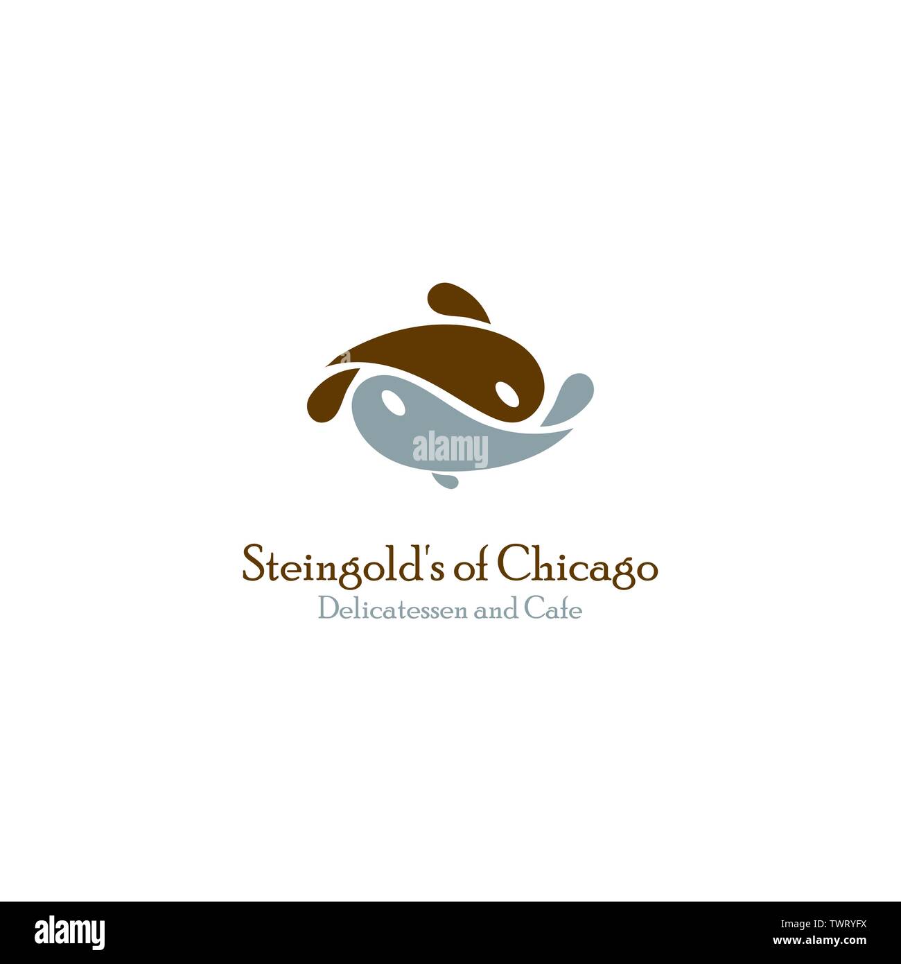 Logo design per il menu del ristorante, pesce, pesce icona e modello del logo Illustrazione Vettoriale