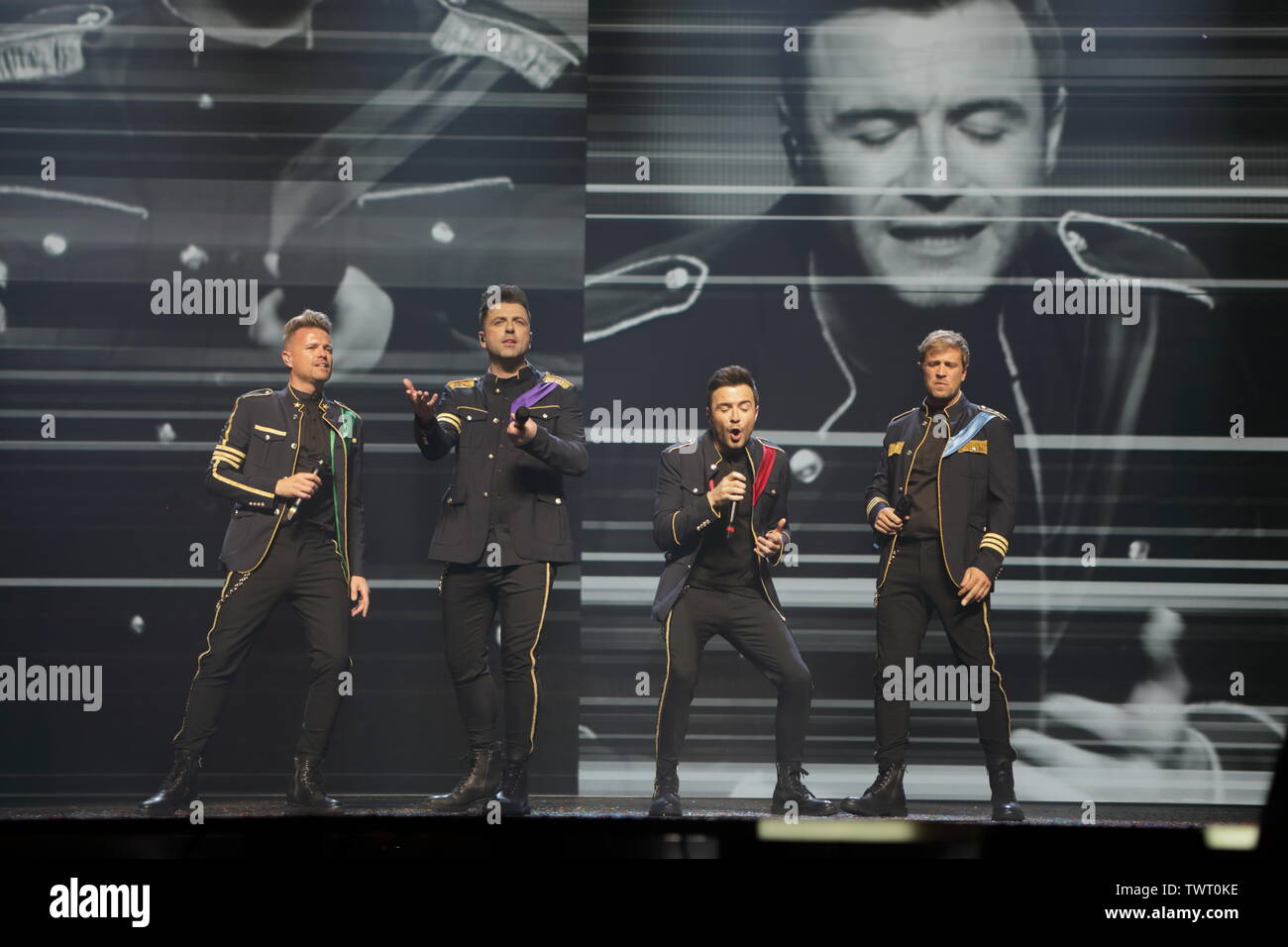 Westlife performing a Belfast, Irlanda del Nord con: Westlife dove: Belfast N Ireland, Regno Unito quando: 22 maggio 2019 Credit: WENN.com Foto Stock
