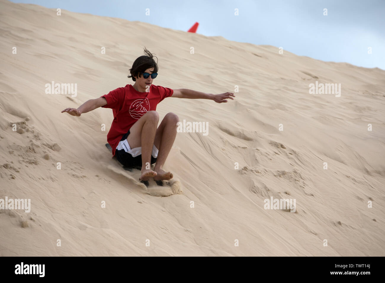Sabbia Surf, Stockton Beach, NSW, Australia Foto Stock