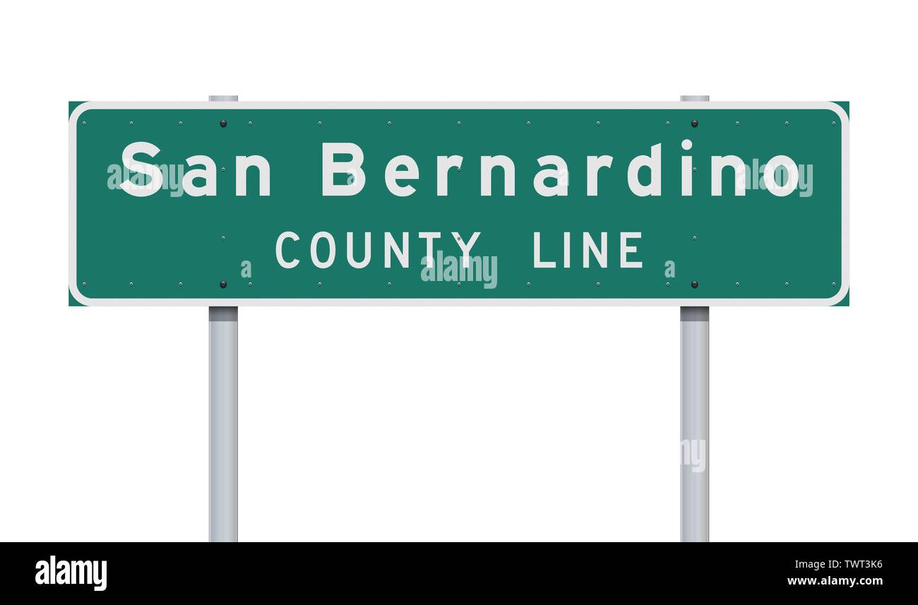 Illustrazione Vettoriale del San Bernardino County Line cartello verde Illustrazione Vettoriale