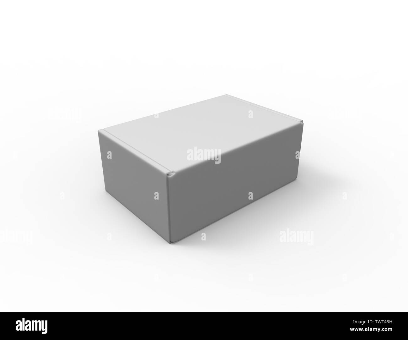 3D rendering di un cartoncino white box isolato in uno sfondo bianco. Foto Stock