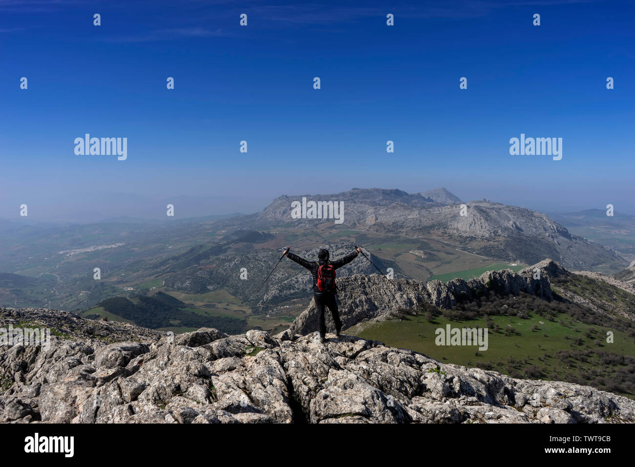 Sport che dà pace emotiva e quiete. Escursionismo Foto Stock