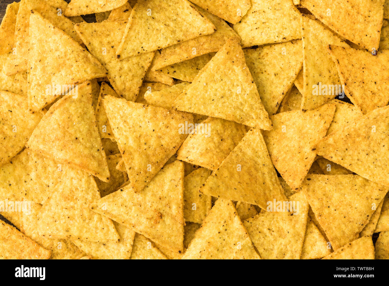 Sfondo di Corn tortilla chips o Nachos Foto Stock