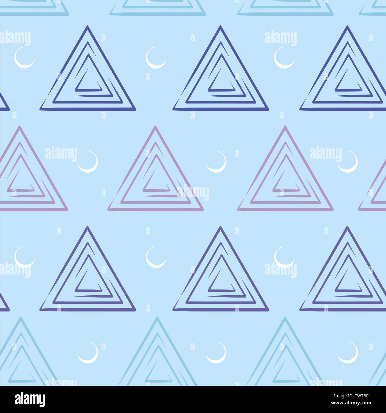 Luce di vettore e blu scuro elegante modello triangolare con il bianco di mezza luna con una perfetta linea di griglia texture. Forme geometriche sullo sfondo Illustrazione Vettoriale