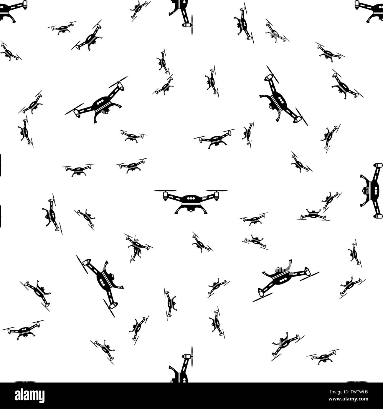 Seamless drone pattern su uno sfondo bianco. semplice drone icona design creativo. Può essere utilizzato per la carta da parati, sfondo della pagina web, tessile Illustrazione Vettoriale