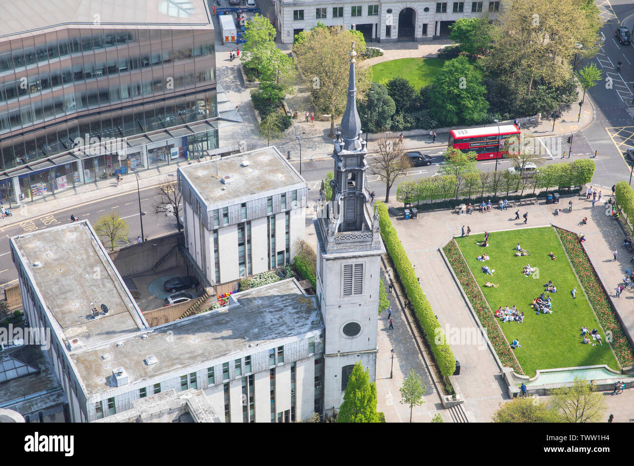La torre della distrutta Chiesa di Sant'Agostino, Watling Street, Londra, ora parte della Cattedrale di San Paolo a scuola. Foto Stock