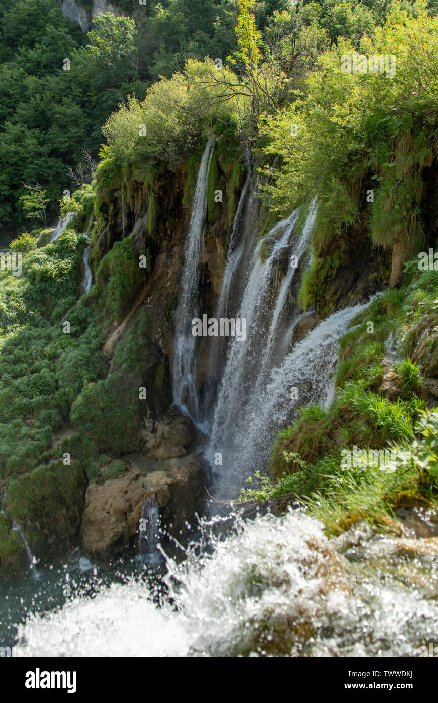 Sastavsi cascata, i laghi di Plitvice NP, Croazia Foto Stock