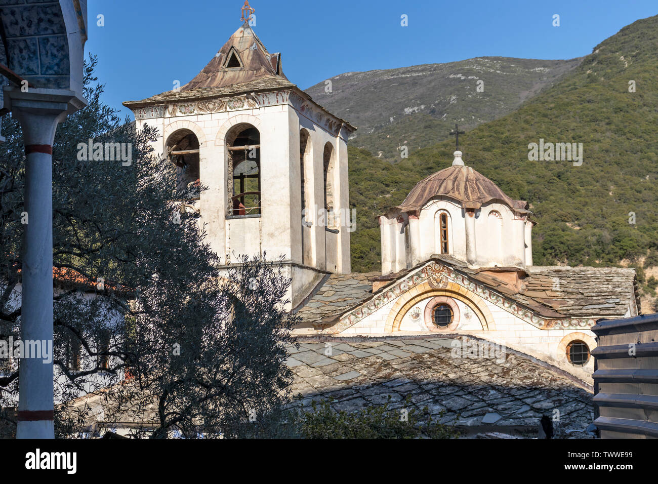 Medievale monastero ortodosso di Timiou Prodromou San Giovanni Battista vicino alla città di Serres, Macedonia centrale, Grecia Foto Stock