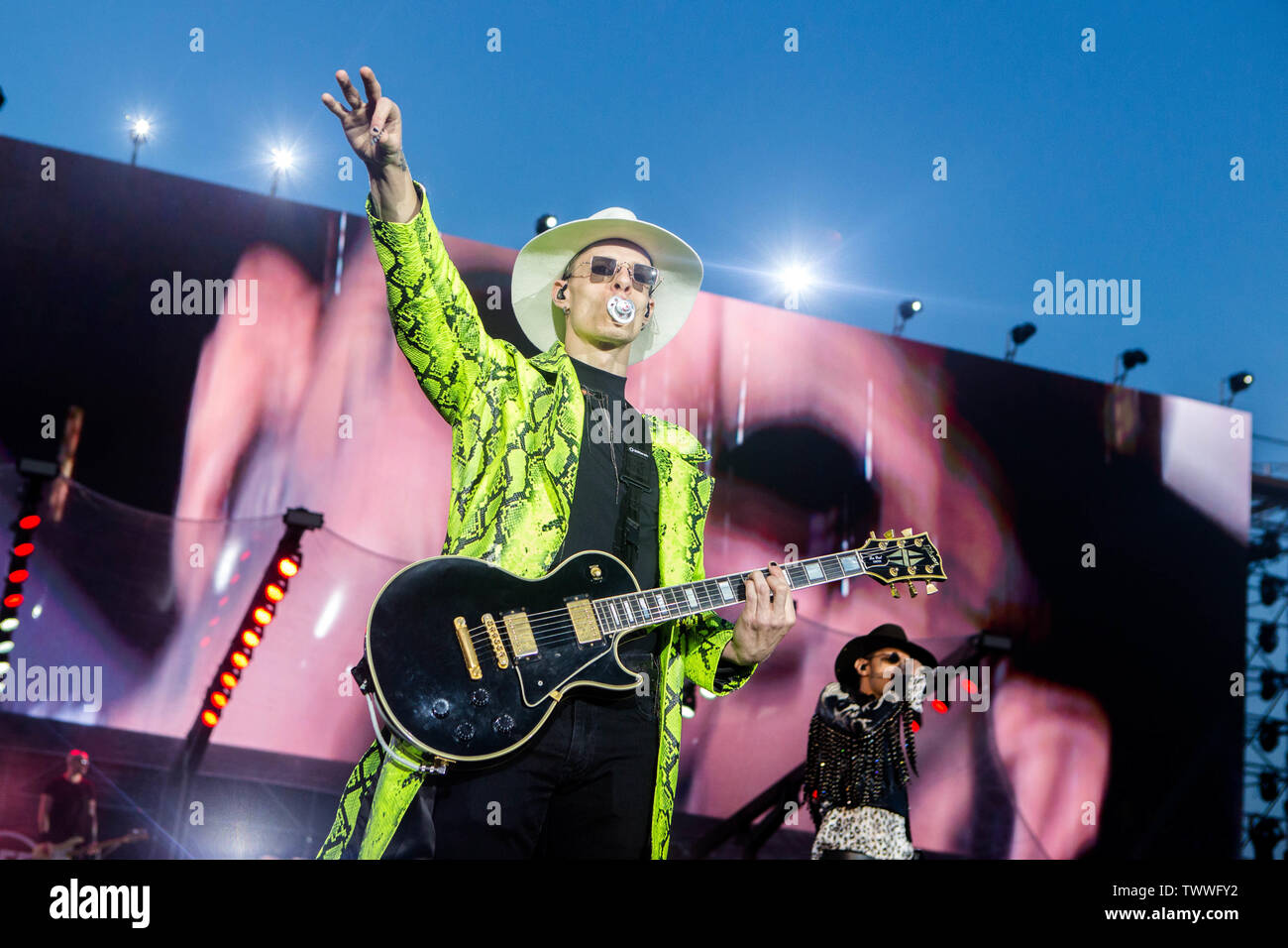 Boss Doms in concerto a parte come un deejay - Radio Deejay party a mente in Milano, Italia, il 22 giugno 2019 Foto Stock