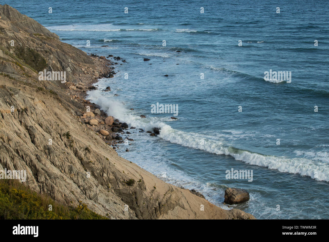 Situato tra il Sud Est della stazione di luce e il Mohegan Bluffs, sabbia Cove è una bella tranquilla insenatura, guardando fuori nell'Oceano Atlantico. Il posto è ottimo per Foto Stock