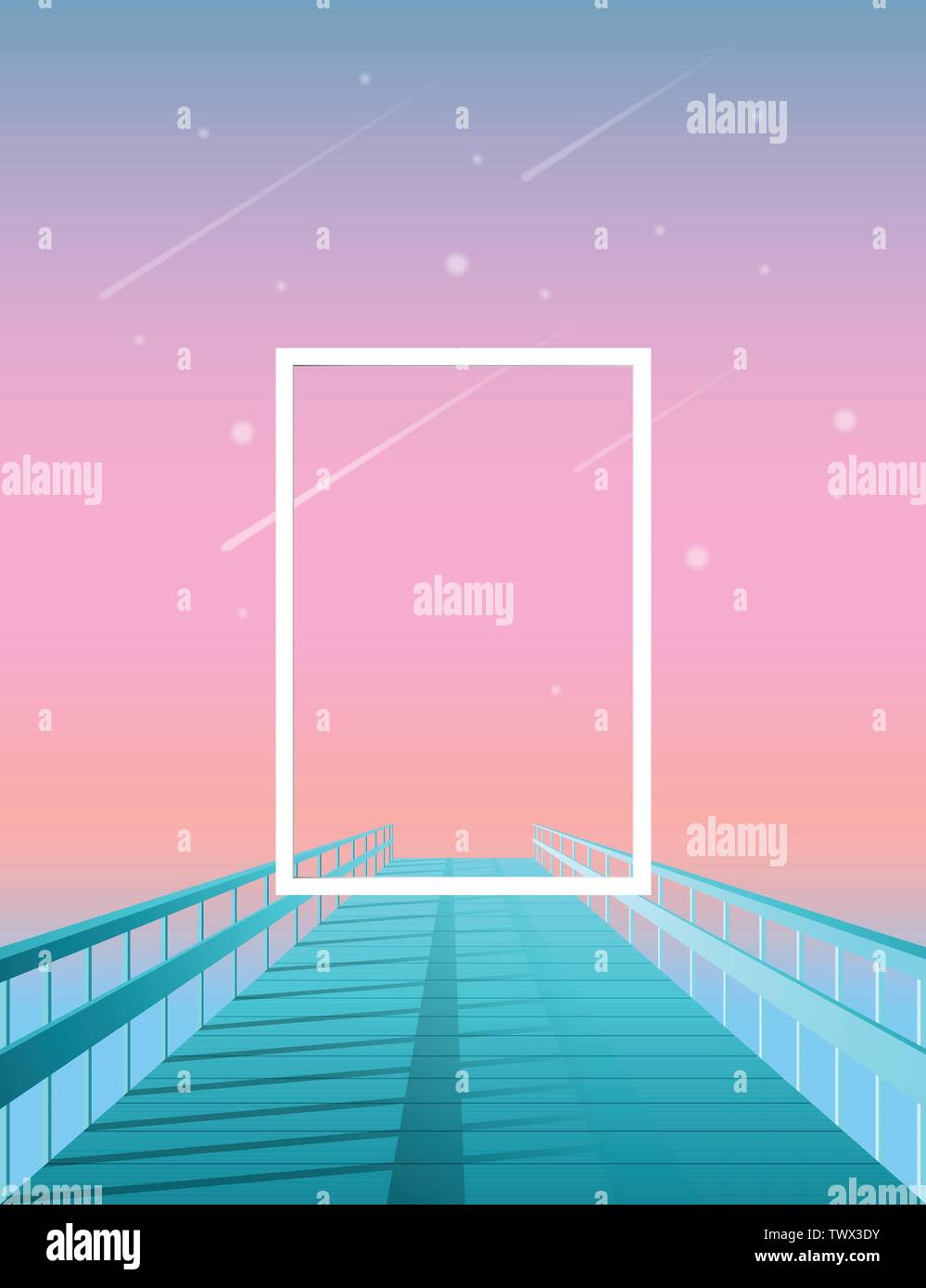 Il telaio alla fine del molo - poster modello con gradiente di raffreddamento background moderno Illustrazione Vettoriale