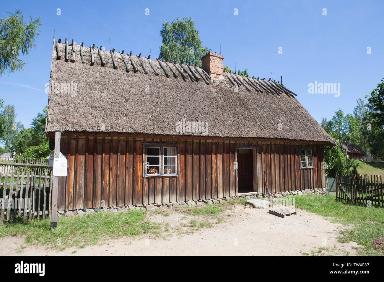 Kashubian Parco Etnografico in Wdzydze Kiszewskie, Polonia. Foto Stock