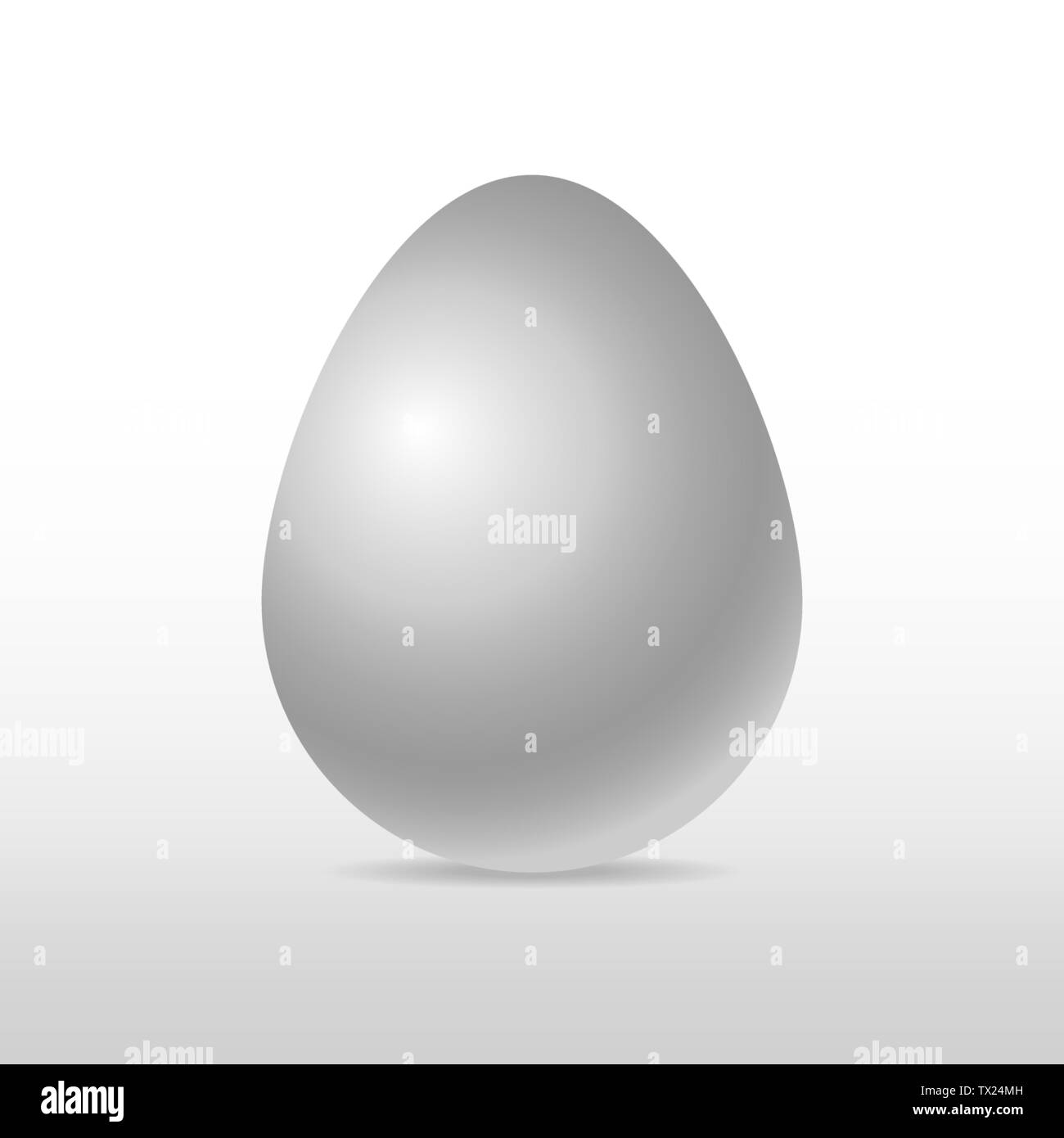 Vector singola bianco realistico uovo di pollo isolati su sfondo bianco con soft shadow. Perfetto per le vacanze di Pasqua.Il modello tridimensionale di illustrazione Illustrazione Vettoriale