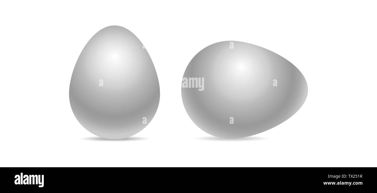 Vettore realistico bianco uova di pollo isolati su sfondo bianco con soft shadow. Perfetto per le vacanze di Pasqua.Il modello tridimensionale di illustrazione. Eps Illustrazione Vettoriale