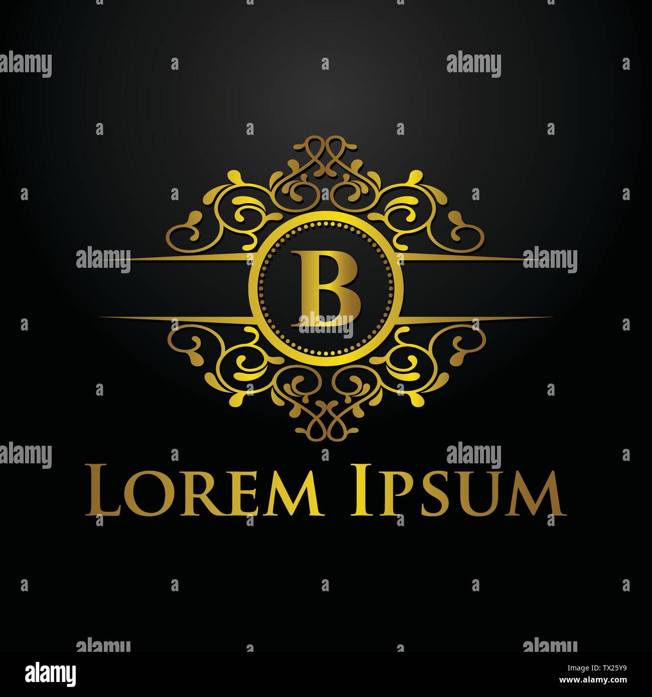Il logo di lusso, lettera b logo, classico ed elegante design del logo per il settore industriale e commerciale, logo interno,cresta,logo logo decorativo,ornamento logo, spa un Illustrazione Vettoriale