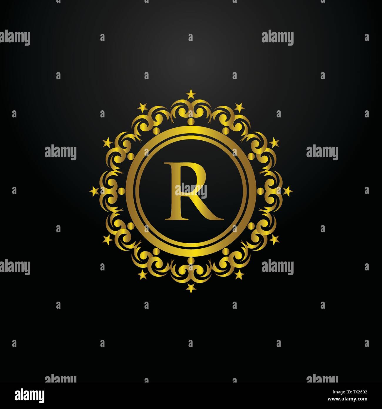 Il logo di lusso, Lettera R logo, classico ed elegante design del logo per il settore industriale e commerciale, logo interno,cresta,logo logo decorativo,ornamento logo, spa un Illustrazione Vettoriale
