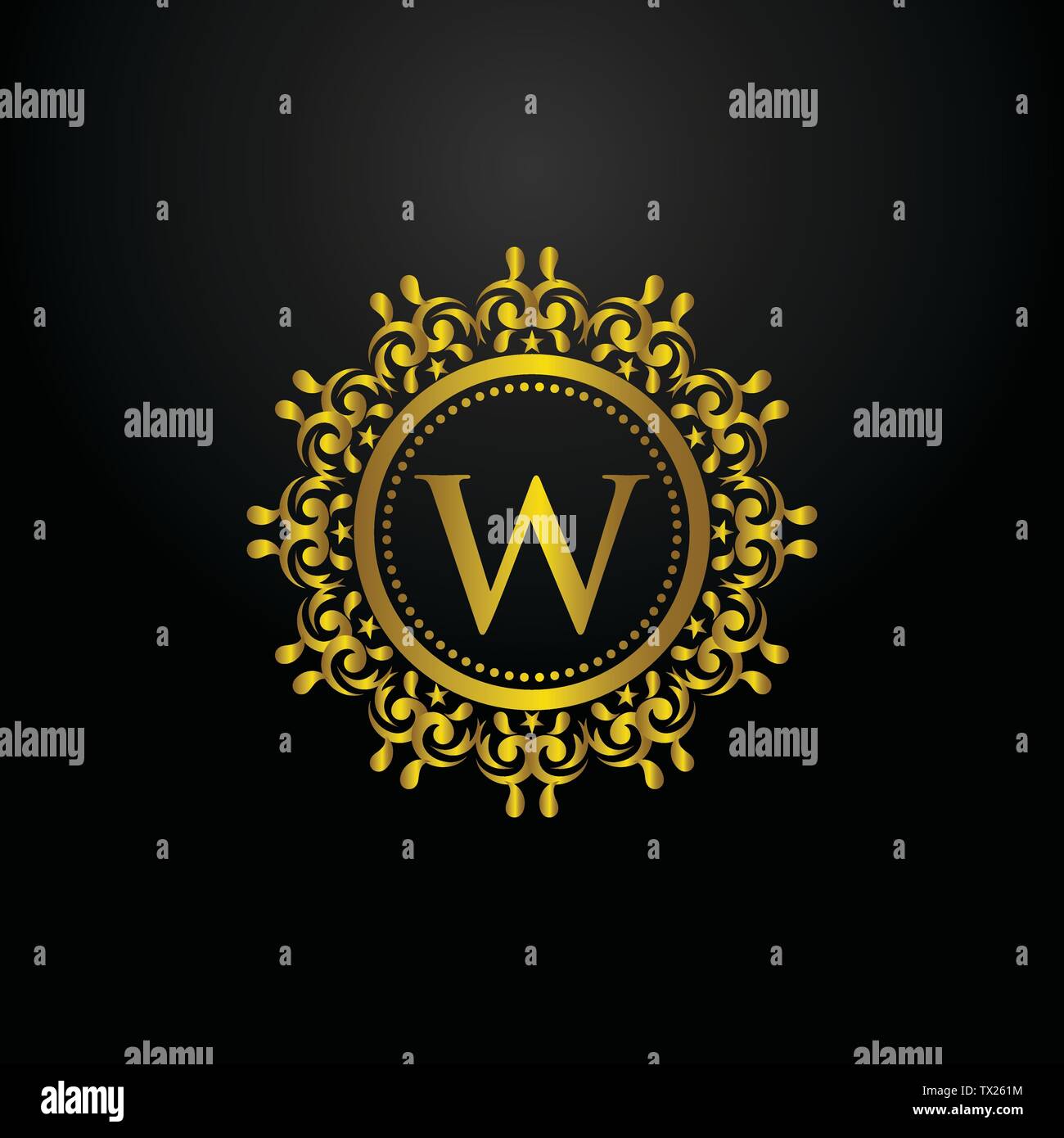 Il logo di lusso, lettera W logo, classico ed elegante design del logo per il settore industriale e commerciale, logo interno,cresta,logo logo decorativo,ornamento logo, spa un Illustrazione Vettoriale