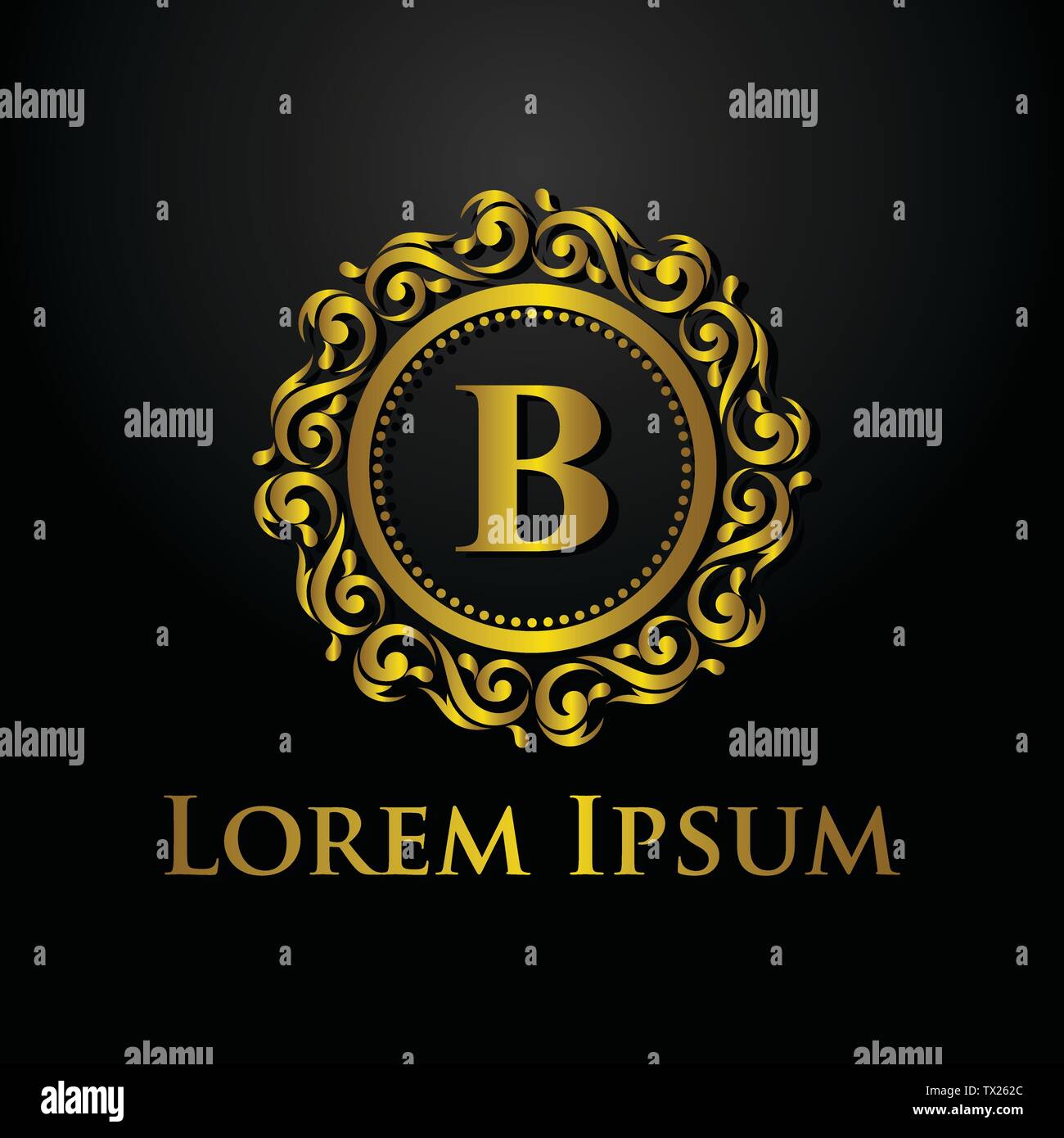 Il logo di lusso, lettera b logo, classico ed elegante design del logo per il settore industriale e commerciale, logo interno,cresta,logo logo decorativo,ornamento logo, spa un Illustrazione Vettoriale