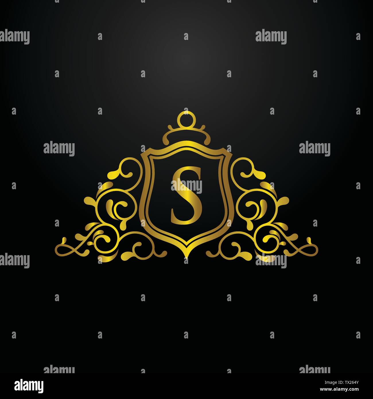 Protezione di lusso logo, classico ed elegante design del logo per il settore industriale e commerciale, logo araldico ,cresta,logo logo decorativo,ornamento logo, Regno logo, Illustrazione Vettoriale