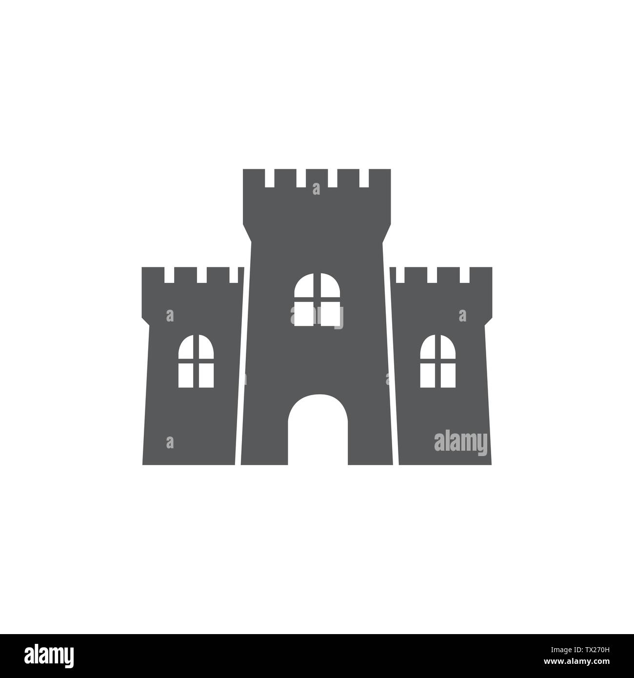 Icona del castello su sfondo bianco Illustrazione Vettoriale