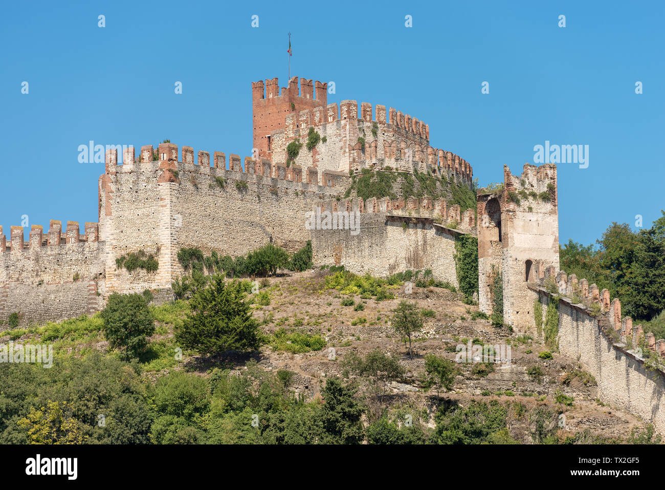 La Scala in Famiglia (castello Scaligero) della piccola cittadina di Soave, del X secolo, Veneto, Verona, Italia, Europa Foto Stock