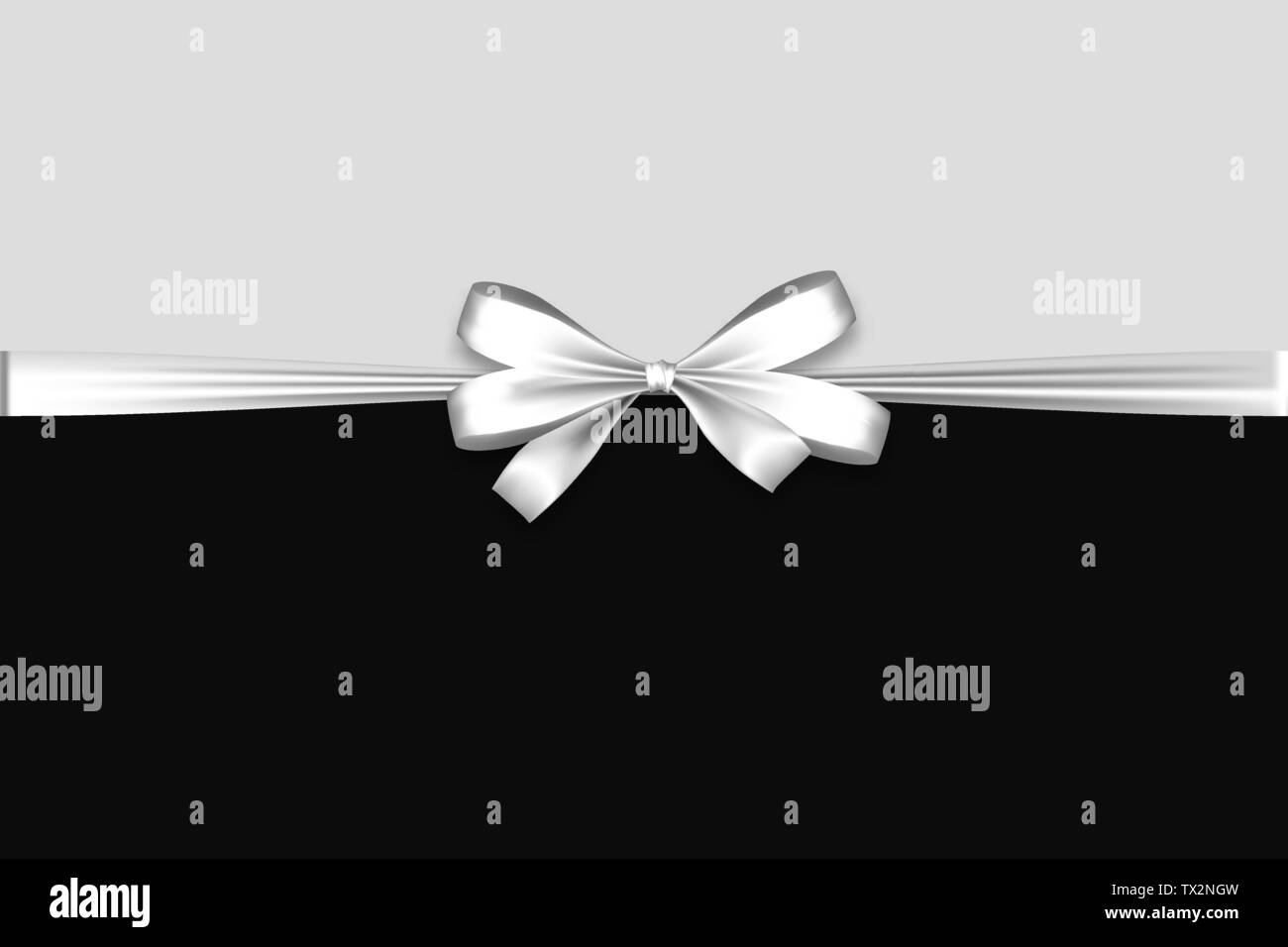 Holiday white satin dono bow knot nastro. Compleanno di progettazione realistica vettore isolato. La seta lucente vendita tessile nastro. Illustrazione Vettoriale