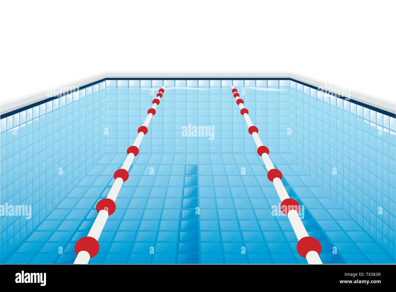 Professional piscina con percorsi per il bagno di immersione e acqua piatta illustrazione vettoriale su sfondo bianco Illustrazione Vettoriale